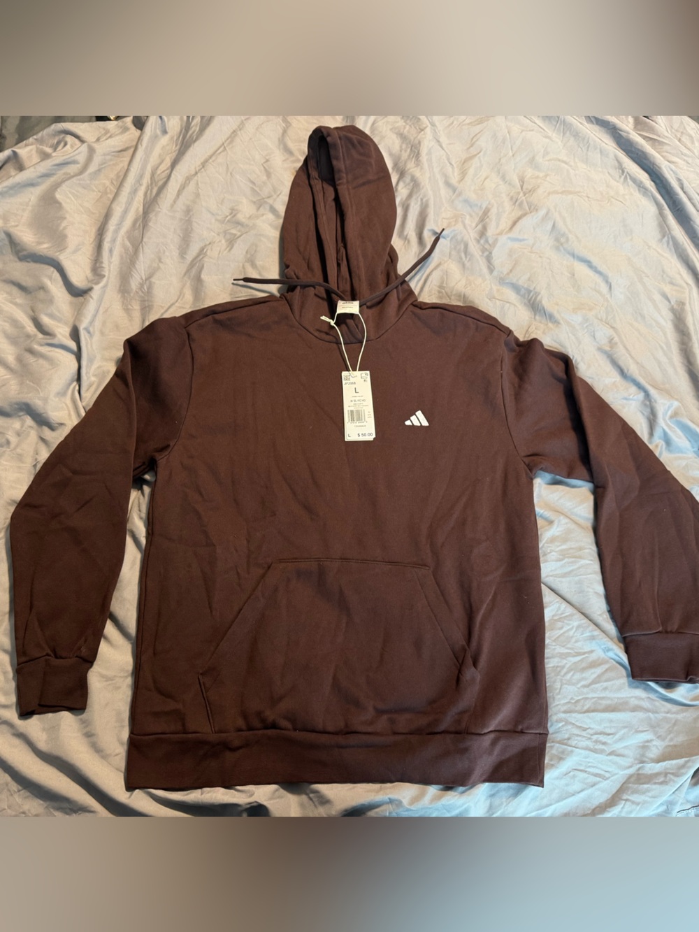 adidas Brown Hooded Pullover Sweatshirt with Logo